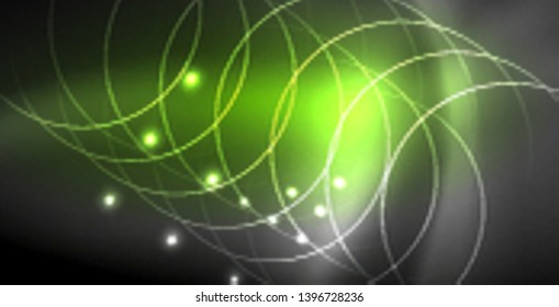 Glowing shiny neon colors with abstract lines, modern background. Vector magic illustration