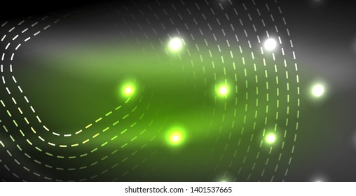 Glowing shiny neon colors with abstract lines, modern background. Vector magic illustration