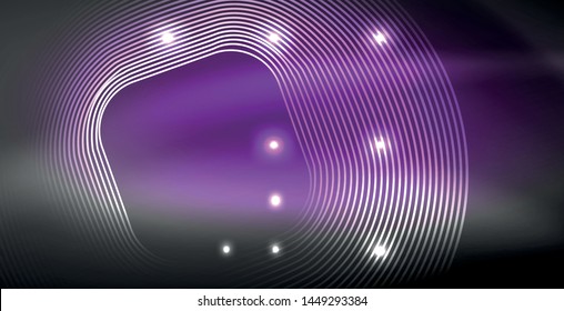Glowing shiny neon colors with abstract lines, modern background. Vector magic illustration