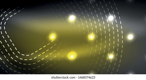 Glowing shiny neon colors with abstract lines, modern background. Vector magic illustration