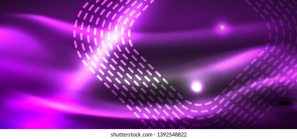 Glowing shiny neon squares abstract background, techno modern template, vector