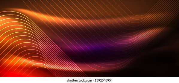 Glowing shiny neon squares abstract background, techno modern template, vector