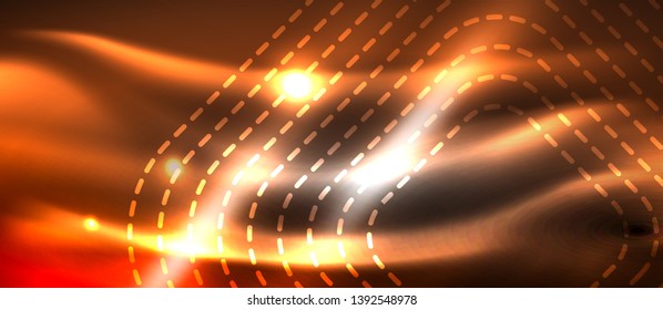 Glowing shiny neon squares abstract background, techno modern template, vector