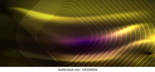 Glowing shiny neon squares abstract background, techno modern template, vector