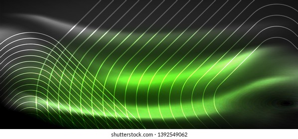 Glowing shiny neon squares abstract background, techno modern template, vector