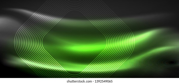 Glowing shiny neon squares abstract background, techno modern template, vector