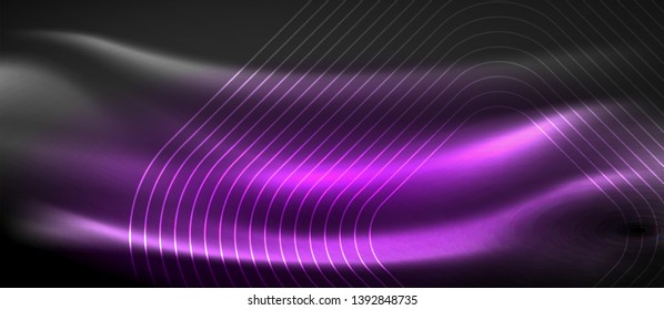 Glowing shiny neon squares abstract background, techno modern template, vector
