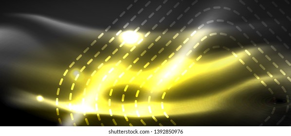 Glowing shiny neon squares abstract background, techno modern template, vector