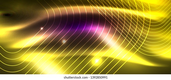 Glowing shiny neon squares abstract background, techno modern template, vector