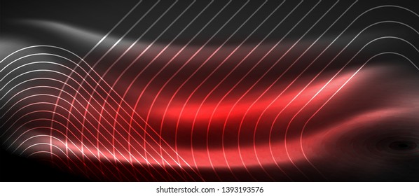 Glowing shiny neon squares abstract background, techno modern template, vector