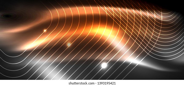 Glowing shiny neon squares abstract background, techno modern template, vector