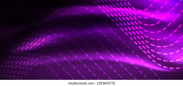 Glowing shiny neon squares abstract background, techno modern template, vector