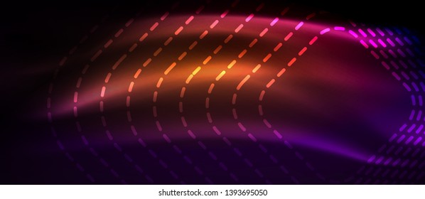 Glowing shiny neon squares abstract background, techno modern template, vector