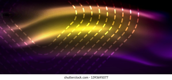 Glowing shiny neon squares abstract background, techno modern template, vector