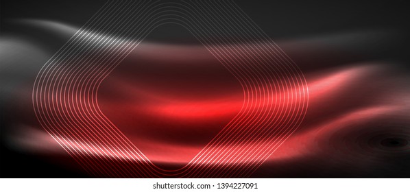 Glowing shiny neon squares abstract background, techno modern template, vector