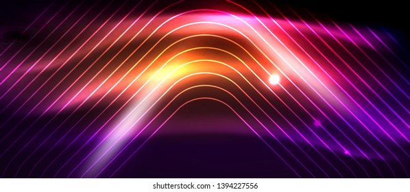 Glowing shiny neon squares abstract background, techno modern template, vector