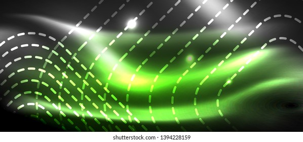 Glowing shiny neon squares abstract background, techno modern template, vector
