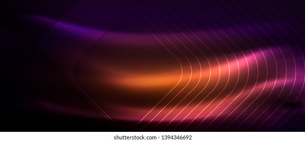 Glowing shiny neon squares abstract background, techno modern template, vector