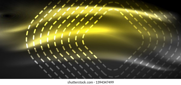 Glowing shiny neon squares abstract background, techno modern template, vector