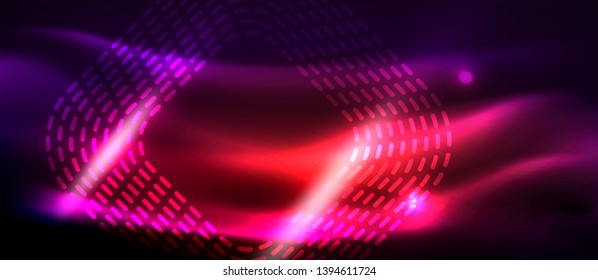 Glowing shiny neon squares abstract background, techno modern template, vector