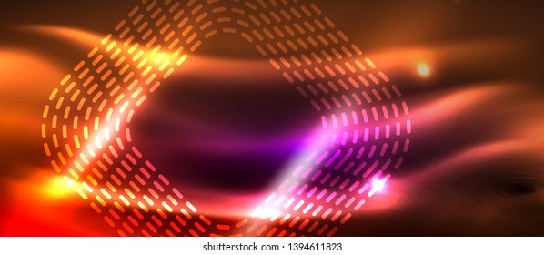 Glowing shiny neon squares abstract background, techno modern template, vector