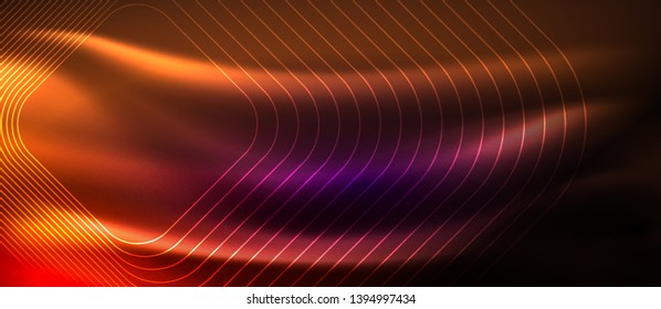 Glowing shiny neon squares abstract background, techno modern template, vector