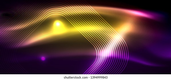 Glowing shiny neon squares abstract background, techno modern template, vector