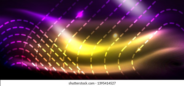 Glowing shiny neon squares abstract background, techno modern template, vector