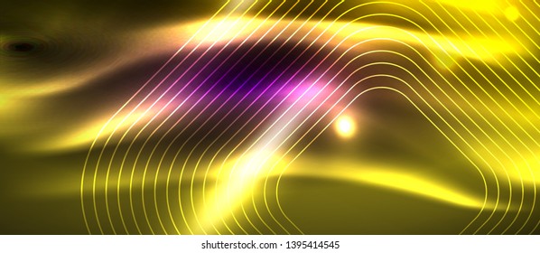 Glowing shiny neon squares abstract background, techno modern template, vector