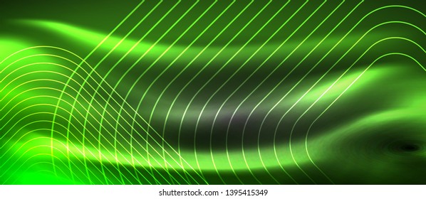 Glowing shiny neon squares abstract background, techno modern template, vector