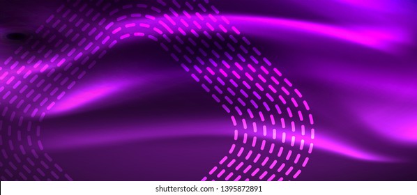 Glowing shiny neon squares abstract background, techno modern template, vector