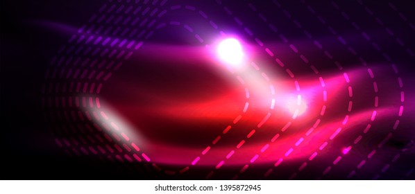 Glowing shiny neon squares abstract background, techno modern template, vector