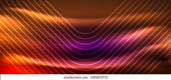 Glowing shiny neon squares abstract background, techno modern template, vector