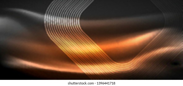 Glowing shiny neon squares abstract background, techno modern template, vector