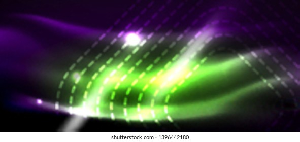 Glowing shiny neon squares abstract background, techno modern template, vector
