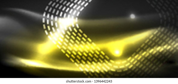 Glowing shiny neon squares abstract background, techno modern template, vector