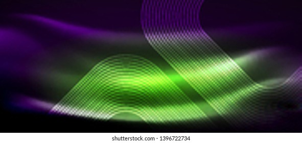 Glowing shiny neon squares abstract background, techno modern template, vector