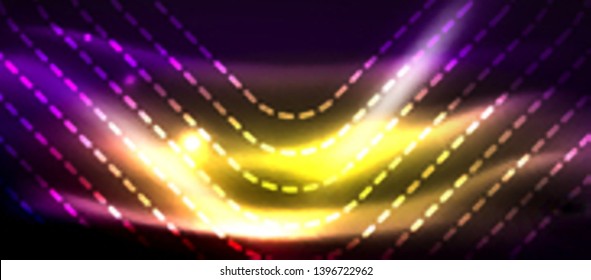 Glowing shiny neon squares abstract background, techno modern template, vector