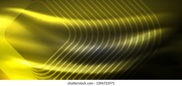 Glowing shiny neon squares abstract background, techno modern template, vector