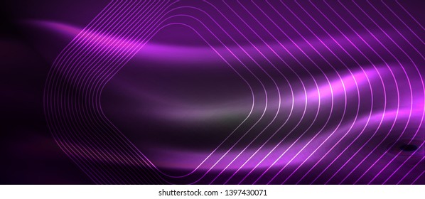 Glowing shiny neon squares abstract background, techno modern template, vector