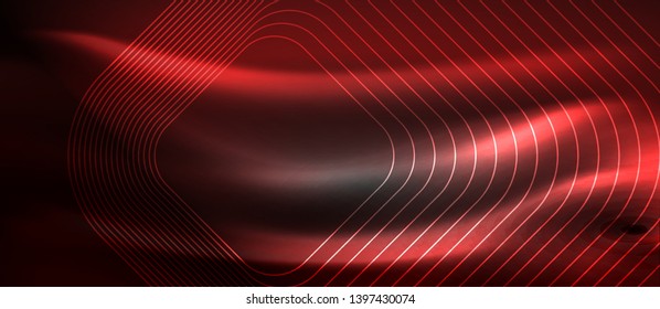 Glowing shiny neon squares abstract background, techno modern template, vector