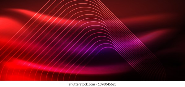 Glowing shiny neon squares abstract background, techno modern template, vector