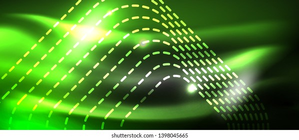 Glowing shiny neon squares abstract background, techno modern template, vector