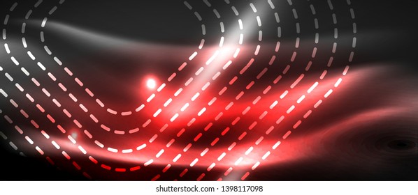 Glowing shiny neon squares abstract background, techno modern template, vector