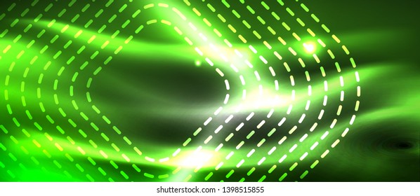 Glowing shiny neon squares abstract background, techno modern template, vector