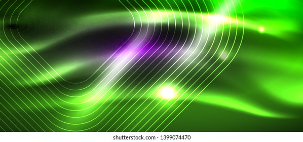 Glowing shiny neon squares abstract background, techno modern template, vector