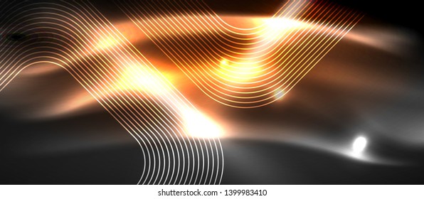 Glowing shiny neon squares abstract background, techno modern template, vector