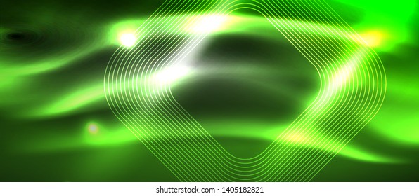 Glowing shiny neon squares abstract background, techno modern template, vector