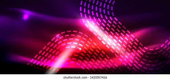 Glowing shiny neon squares abstract background, techno modern template, vector