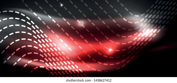 Glowing shiny neon squares abstract background, techno modern template, vector